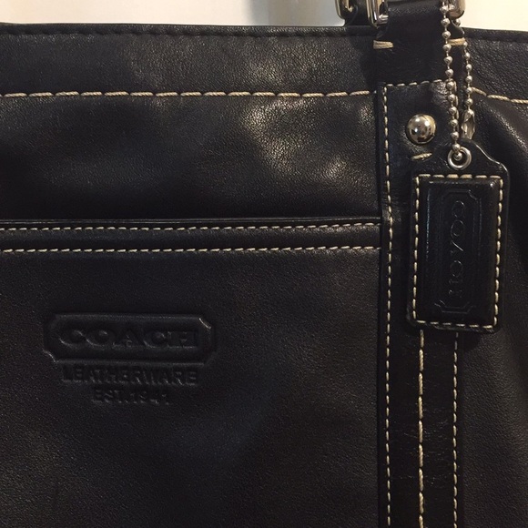 Coach Leather Bag Solid Black Good Used Condition - Picture 2 of 7